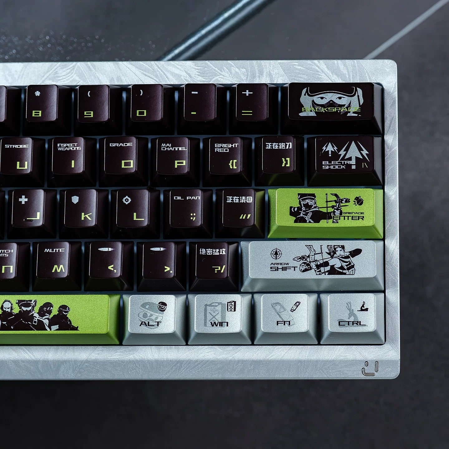 Delta Force themed metallic texture PBT material personalized keycap set, anime and games cultural creative decoration keycap set, compatible with 61/64/68/75/84/87/104 mechanical keyboard