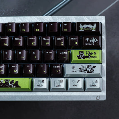 Delta Force themed metallic texture PBT material personalized keycap set, anime and games cultural creative decoration keycap set, compatible with 61/64/68/75/84/87/104 mechanical keyboard