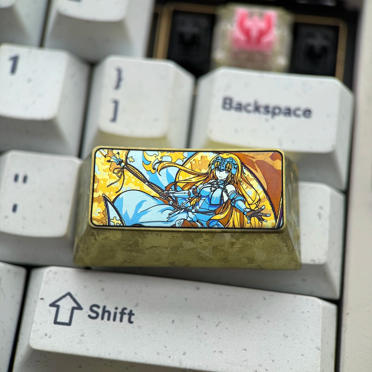 Fate/Samurai Remnant, Joan of Arc, 2U titanium alloy personalized keycaps, anime and game cultural creative keycaps, mechanical keycaps decorative keycaps