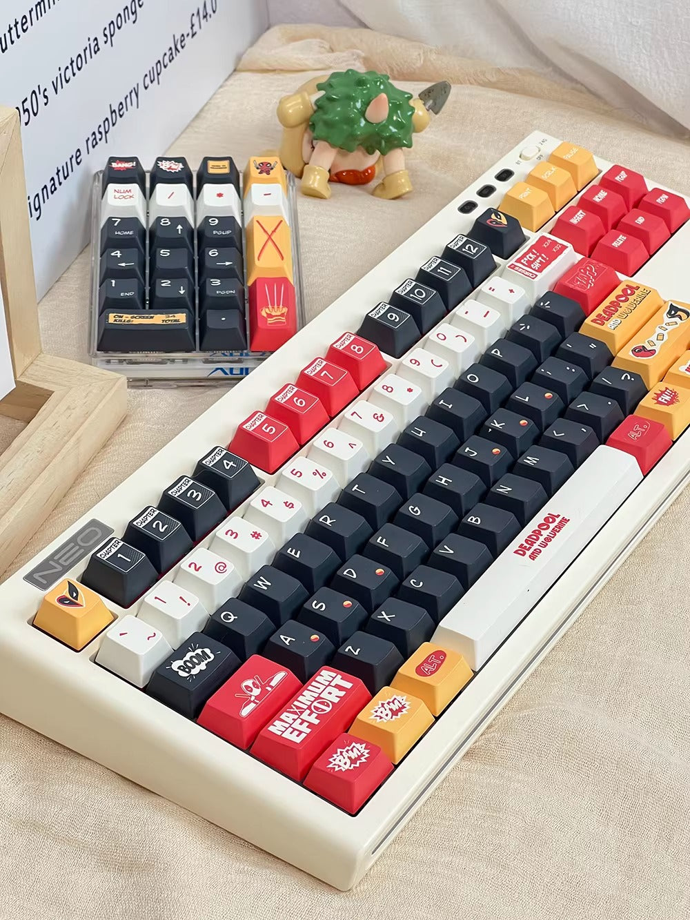 Deadpool&amp;Wolverine theme, 155 keys - Original factory height PBT full five sided thermal sublimation mechanical keyboard decoration keycap set