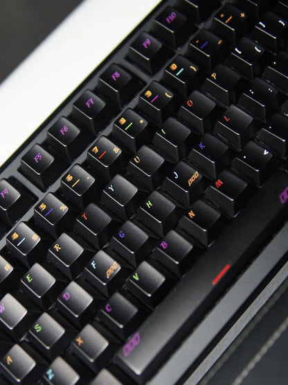 Metal keycap set, black set, colored characters, zinc alloy corrosion-resistant coating, personalized keycap, simple replacement keycap set, metal wear-resistant and non corrosive