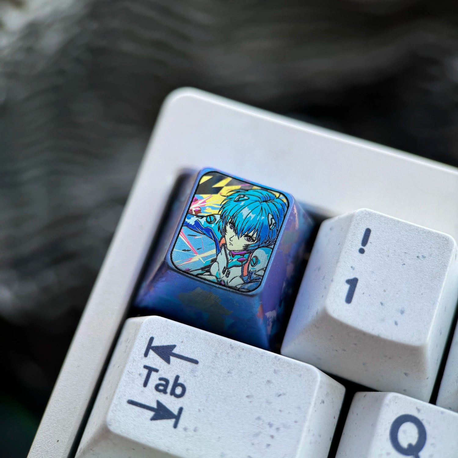 EVA series, Ayanami Rei theme, 5 styles of 1U titanium alloy personalized keycaps, optional height, can be freely combined, metal decorative keycaps, mechanical keyboard, artistic and creative keycaps