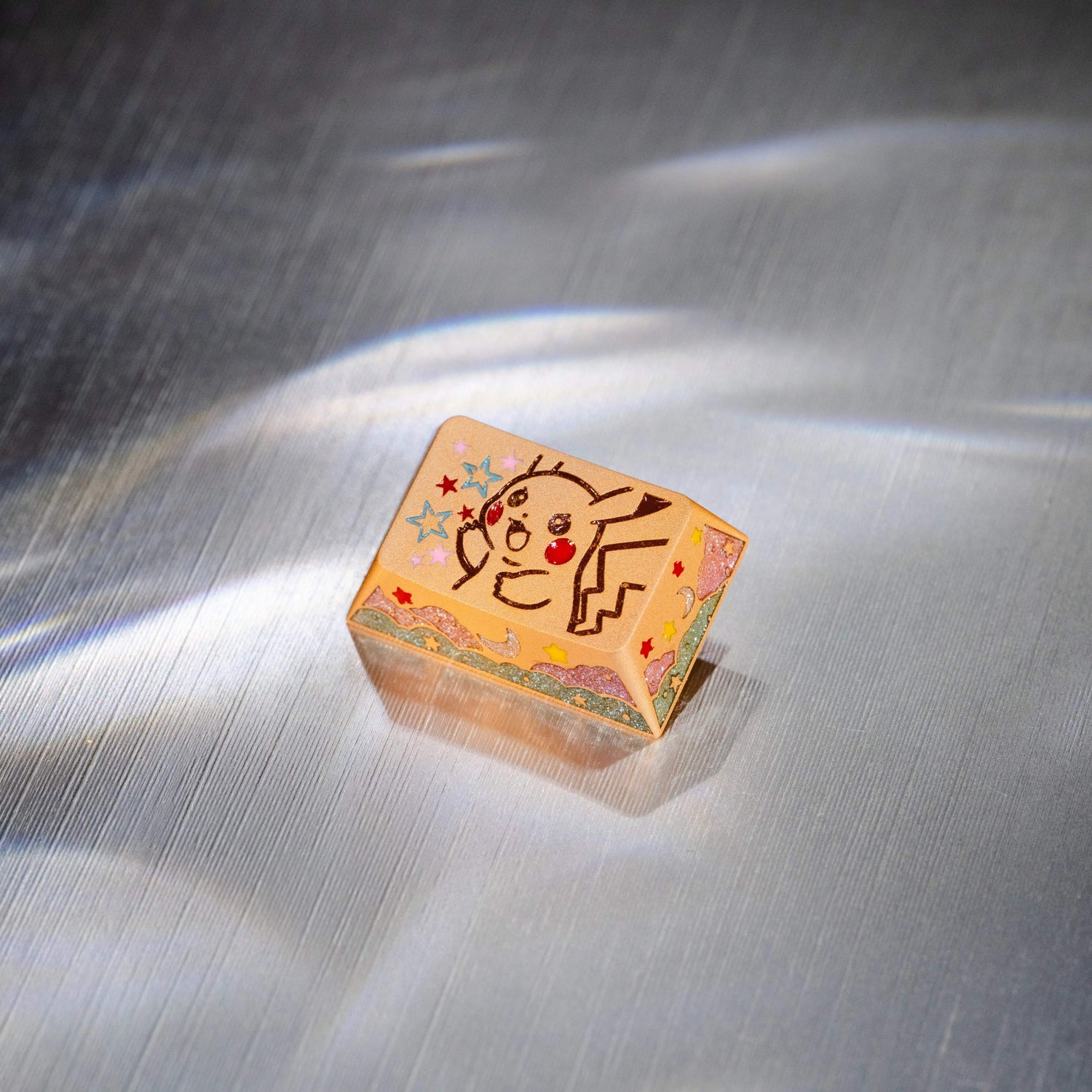 Pok é mon series, Pikachu themed design, keycaps made of aluminum alloy material CNC integrated precision machining personalized keycaps, mechanical keyboard decorative keycaps