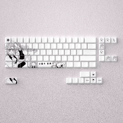 Demon Slayer: Kimetsu no Yaiba series, Kanroji Mitsuri theme, original high PBT material compatible MX switch mechanical keyboard, anime game theme set keycaps, mechanical keyboard replacement keycap set