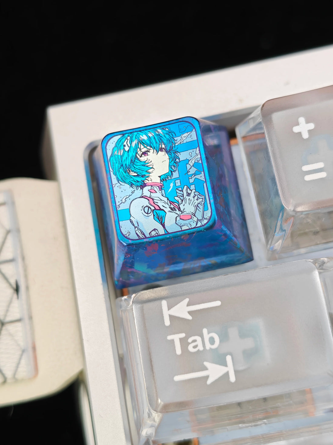 EVA, Ayanami Rei Theme Design, 1 U titanium alloy metal personalized keycaps, anime oil painting cultural creative keycaps, mechanical keyboard artistic decorative keycaps