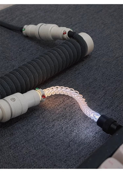Three segment cold and warm light aviation plug, manually customized data cable, wild color matching magnetic shaft mechanical keyboard cable
