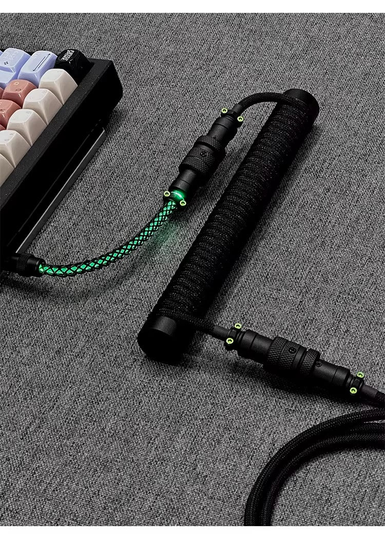 Hand customized three-stage illuminated aviation plug data cable, mechanical keyboard cable supporting magnetic axis keyboard