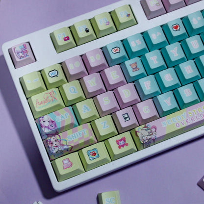 NEEDY GIRL OVERDOSE series, Rain theme, PBT material personalized keycap set, anime keycap culture peripheral mechanical keyboard decoration keycaps， Compatible with 61/64/68/75/84/87/104 key mechanical keyboard keycap set
