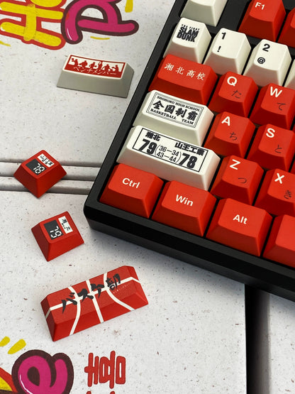 SLAM DUNK Theme PBT material personalized keycap set, anime cultural creative decoration keycap set, compatible with 61/64/68/75/84/87/104 mechanical keyboard