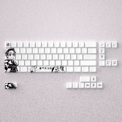 Demon Slayer Kimetsu no Yaiba series, Kamado Tanjiro theme, original high PBT material compatible MX switch mechanical keyboard, anime game theme set keycaps, mechanical keyboard replacement keycap set