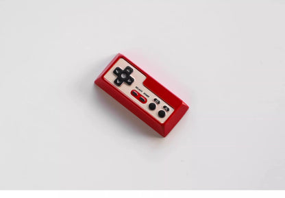 Metal die-cast, 2.25U red and white FC game console controller, mechanical keyboard cap, anodized metal keycap