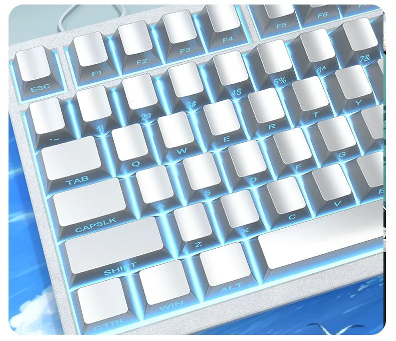 Metallic paint silver solid color simple side engraved letter set keycap mechanical keyboard keycap blue and white color original factory height PBT material decorative keycap set