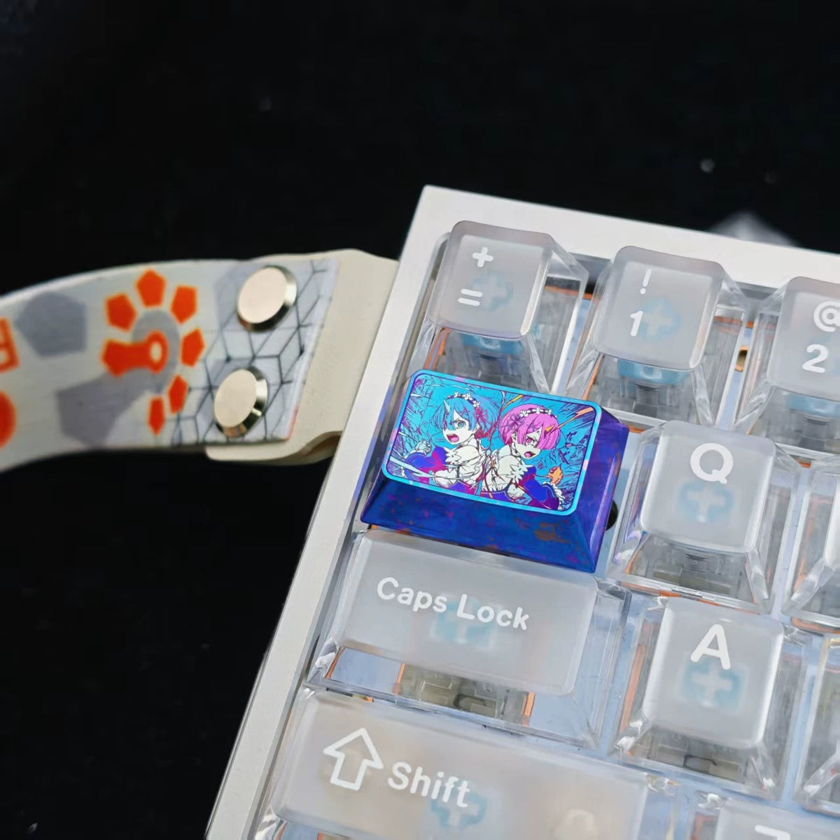 Re:Life in a different world from zero，1.5 U titanium alloy personalized keycaps, mechanical keyboard metal decorative keycaps, anime and game culture peripheral keycaps