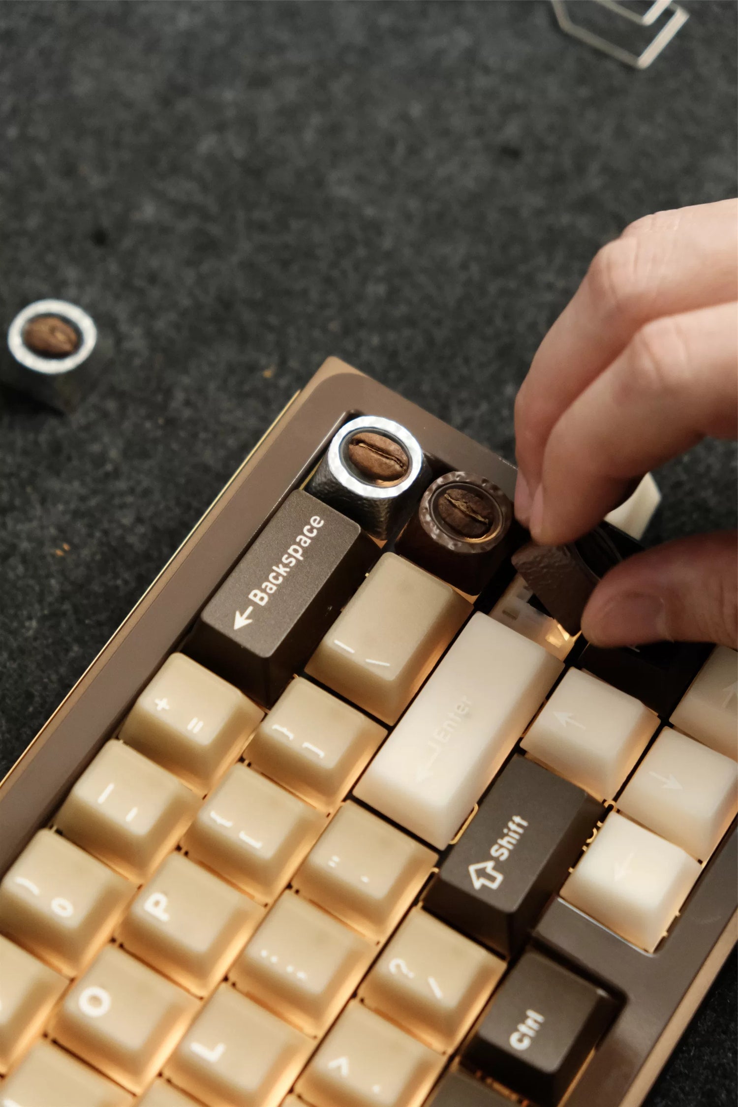 Resin coffee beans, coated with transparent resin coffee beans, creative and personalized keycaps, mechanical keyboard decorative art keycaps