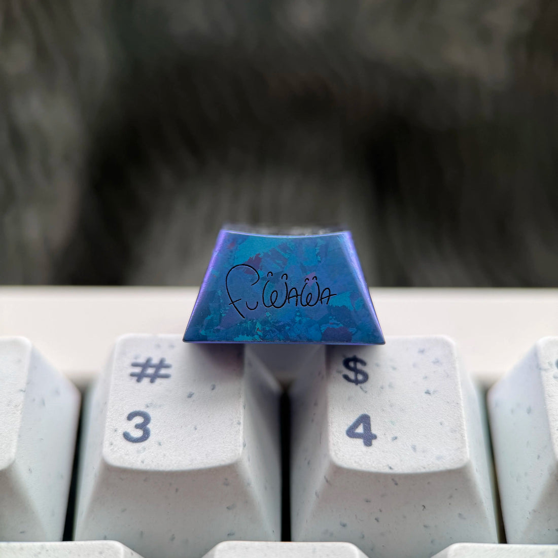 FUWAMOCO theme, 1U titanium alloy personalized keycap, anime and game soft and cute mechanical keyboard decoration keycap