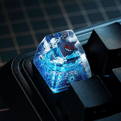 Pok é mon, flash Gengar coating and sealing design, Crystal Resin Personalized Keycaps, Anime Game Culture Creative Resin Keycaps, Mechanical Keyboard Art Decorative Keycaps