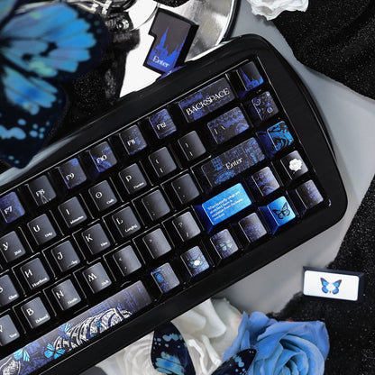 Skeleton Butterfly Keycap Set, Creative Keycap Cultural Art Keycap PBT Material Personalized Keycap Set, Compatible with 61/64/68/75/84/87/104 Key Mechanical Keyboard