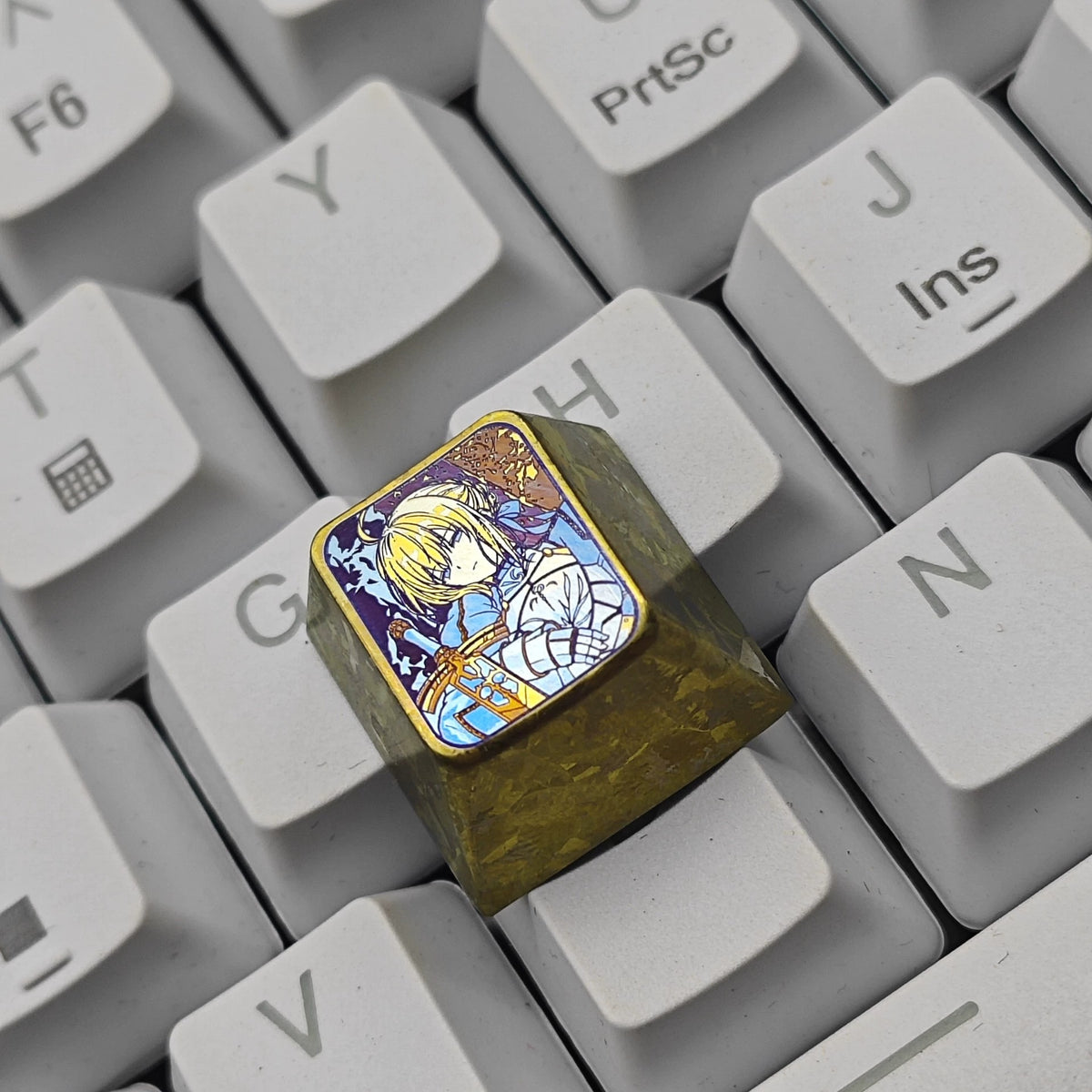 Fate/stay night,saber 1 U titanium alloy personalized keycaps, anime and game cultural creative keycaps, mechanical keyboard decorative keycaps
