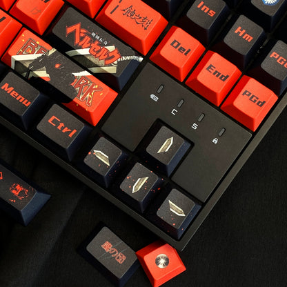 Berserk themed design set keycaps, PBT material original factory highly personalized keycap set, anime game keycap set, suitable for 61/64/68/75/84/87/104 key mechanical keyboards