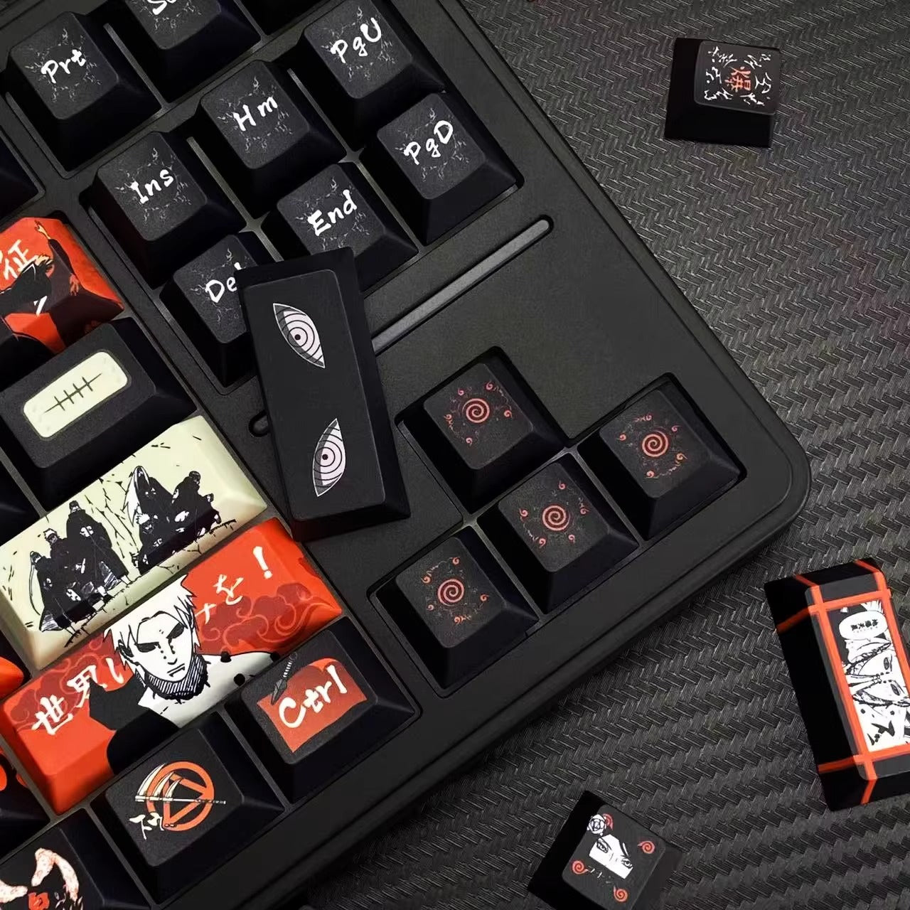 Naruto, Akatsuki, Pain themed PBT material personalized keycap set, compatible with 61/64/68/75/84/87/104 mechanical keyboards