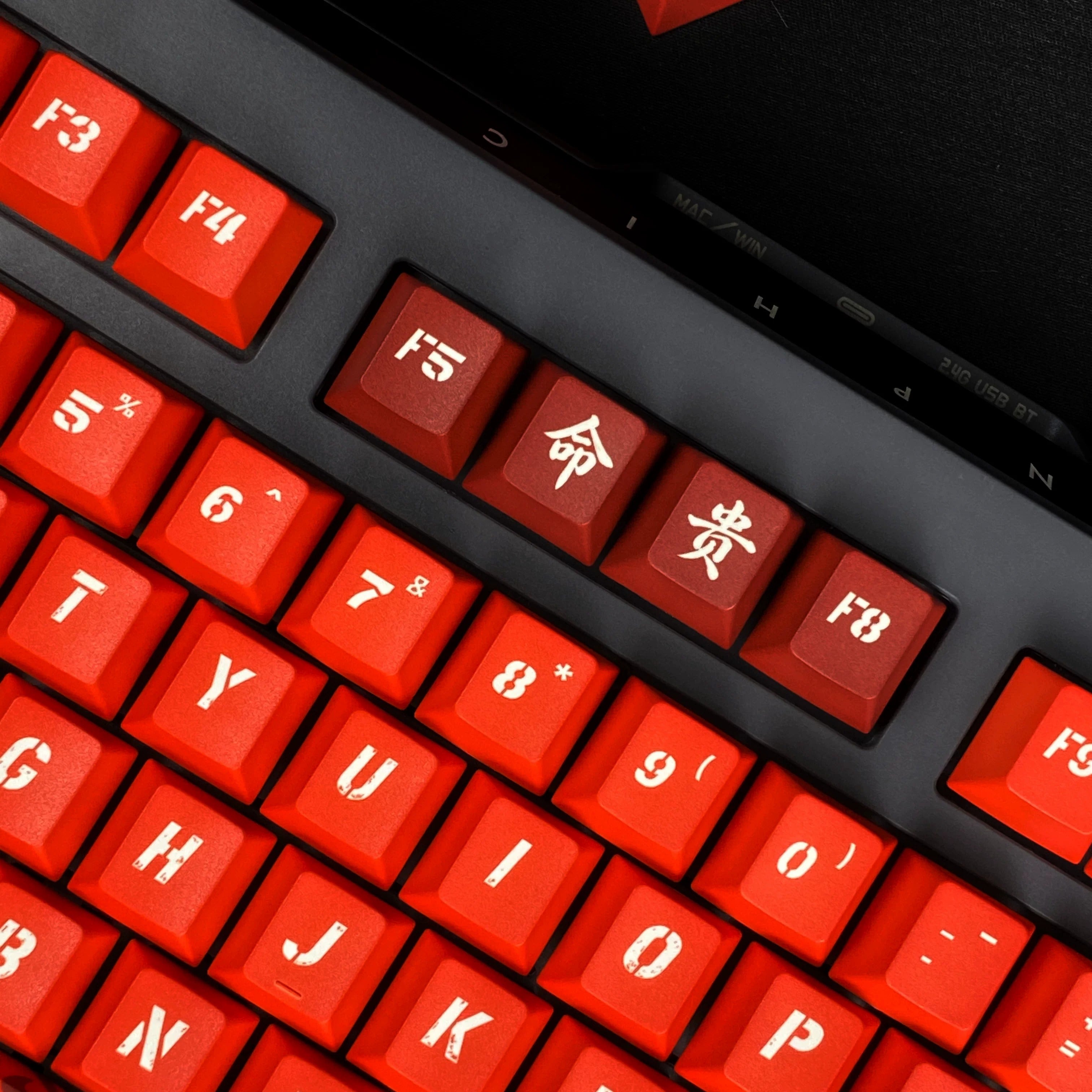Pacific Rim theme, Crimson Typhoon，PBT material personalized keycaps, mechanical keyboard replacement keycap set, anime and game cultural and creative keycaps set, Compatible with 61/64/68/75/84/87/104 Key Mechanical Keyboard Keycap Set