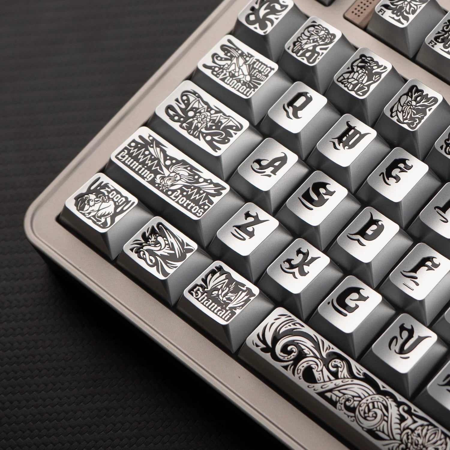 Ancient God, Cthulhu themed design, metallic paint texture, PBT material personalized keycap set, creative decorative keycap set, compatible with 61/64/68/75/84/87/104 mechanical keyboard replacement keycap