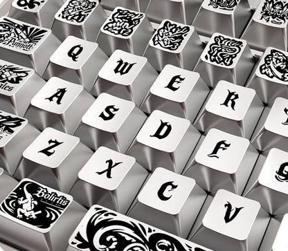 Ancient God, Cthulhu themed design, metallic paint texture, PBT material personalized keycap set, creative decorative keycap set, compatible with 61/64/68/75/84/87/104 mechanical keyboard replacement keycap
