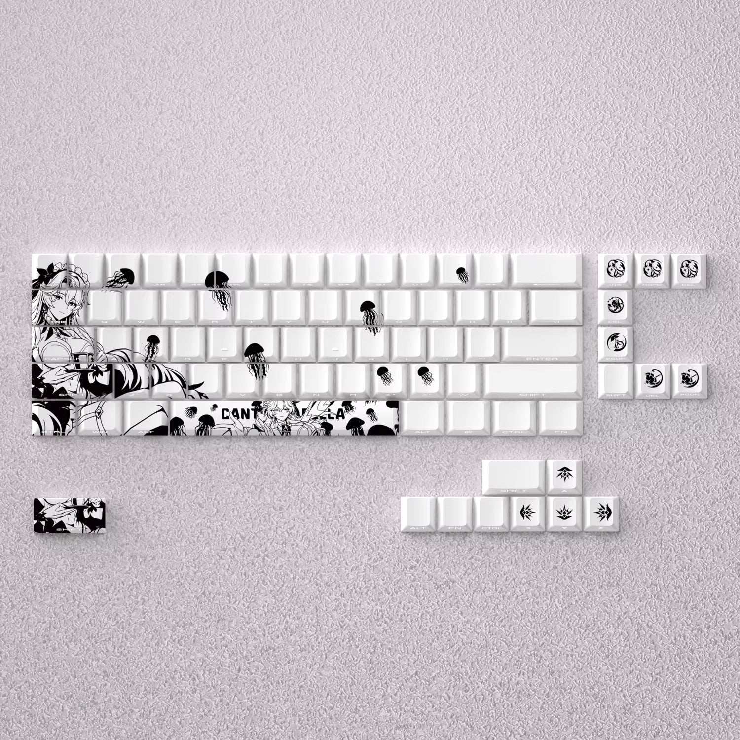Wuthering Waves series, Cantarella theme, original high PBT material compatible MX switch mechanical keyboard, anime game theme set keycaps, mechanical keyboard replacement keycap set