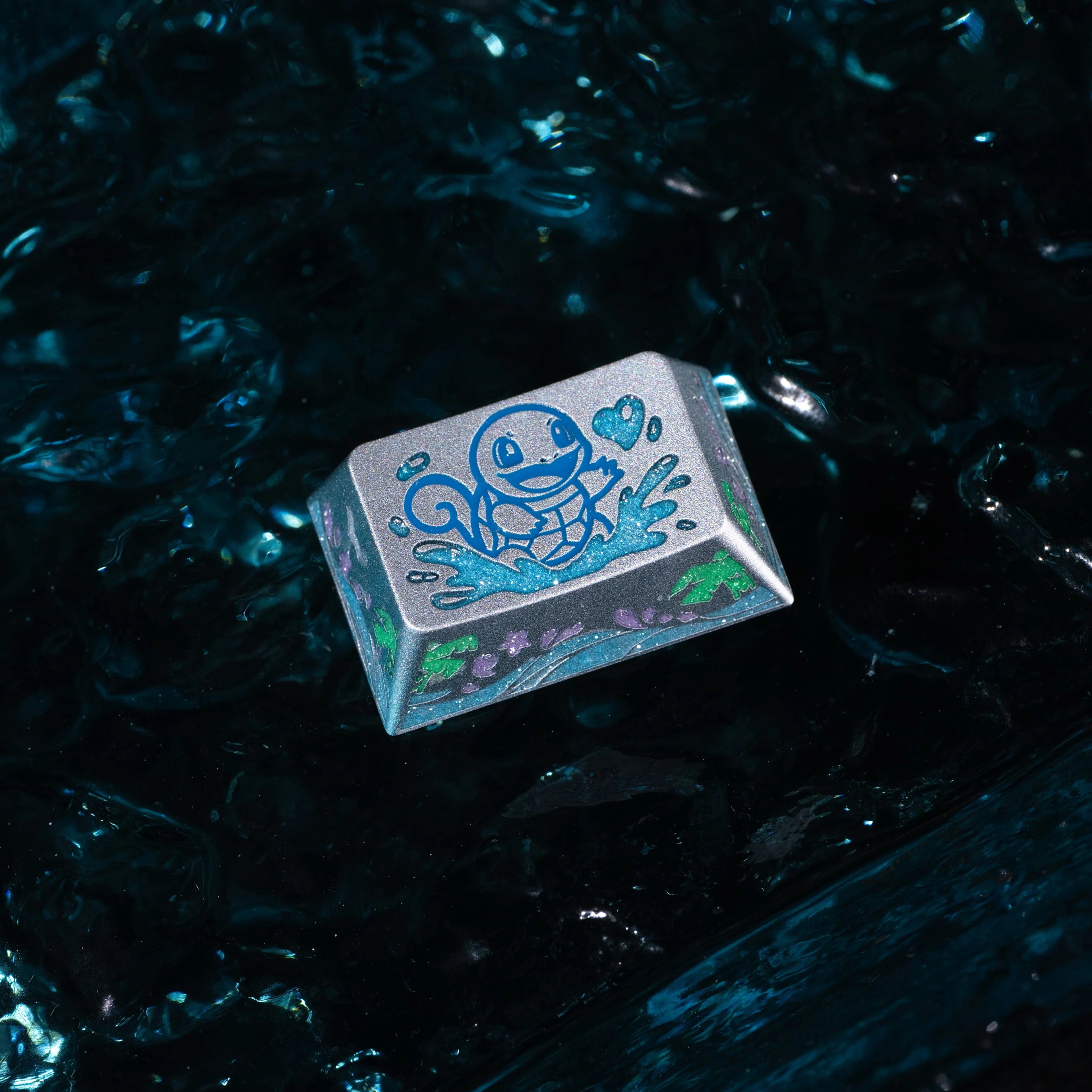 Squirtle Theme, Aluminum Alloy CNC Metal Anode Personalized Keycaps, Enamel Colored Colorful Art Keycaps, Mechanical Keyboard Anime Cartoon Decorative Keycaps