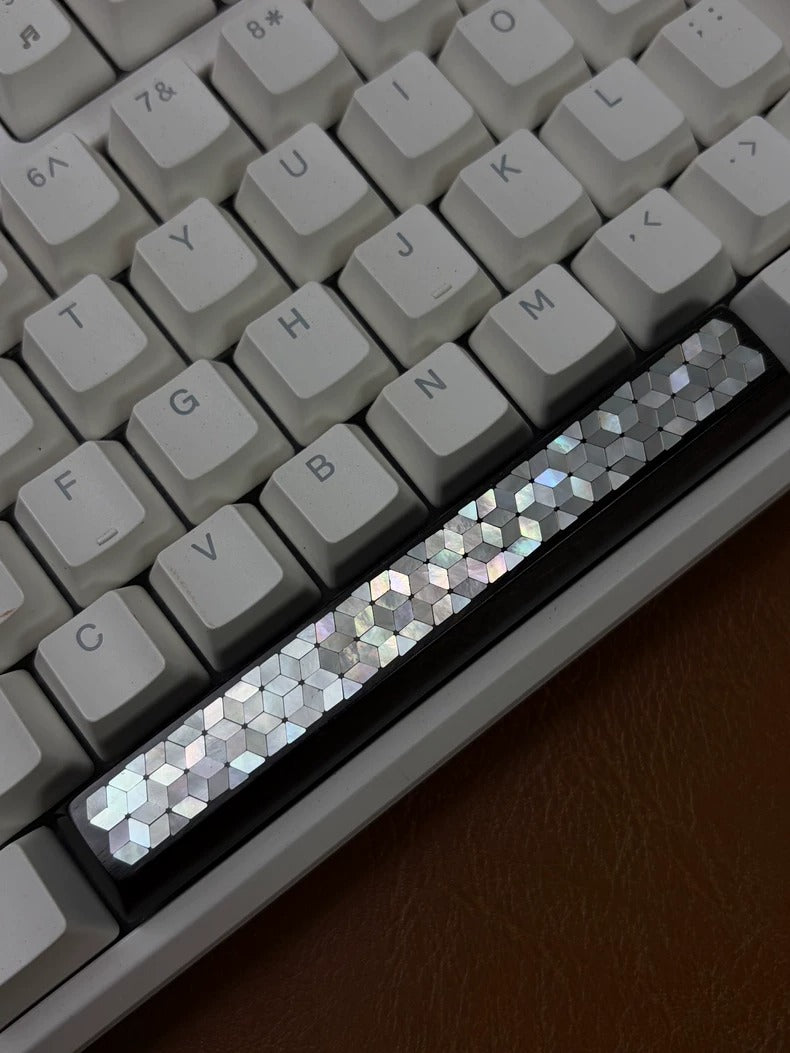 Purple Sandalwood Inlaid Shell Keycaps, 6.25U Spacebar handmade customized personalized keycaps, simple cultural and creative colorful pearl shells+wooden keycaps, mechanical keyboard art decoration keycaps