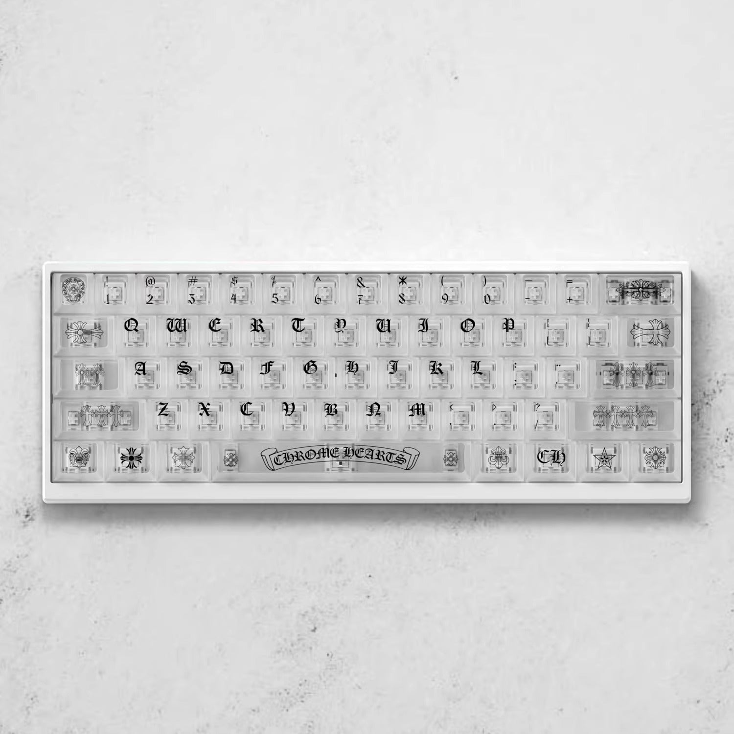 Chrome Hearts Crystal Jelly Keycaps, PC High Transparency Keycaps Transparent Theme Mechanical Keyboard Specific Keycaps, Fashion Trend Personalized Keycap Set