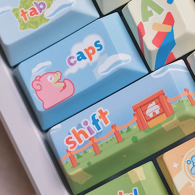 Pok é mon themed cartoon version PBT material personalized key cap set, animation game culture creative decoration key cap set, compatible with 61/64/68/75/84/87/104 key mechanical keyboard