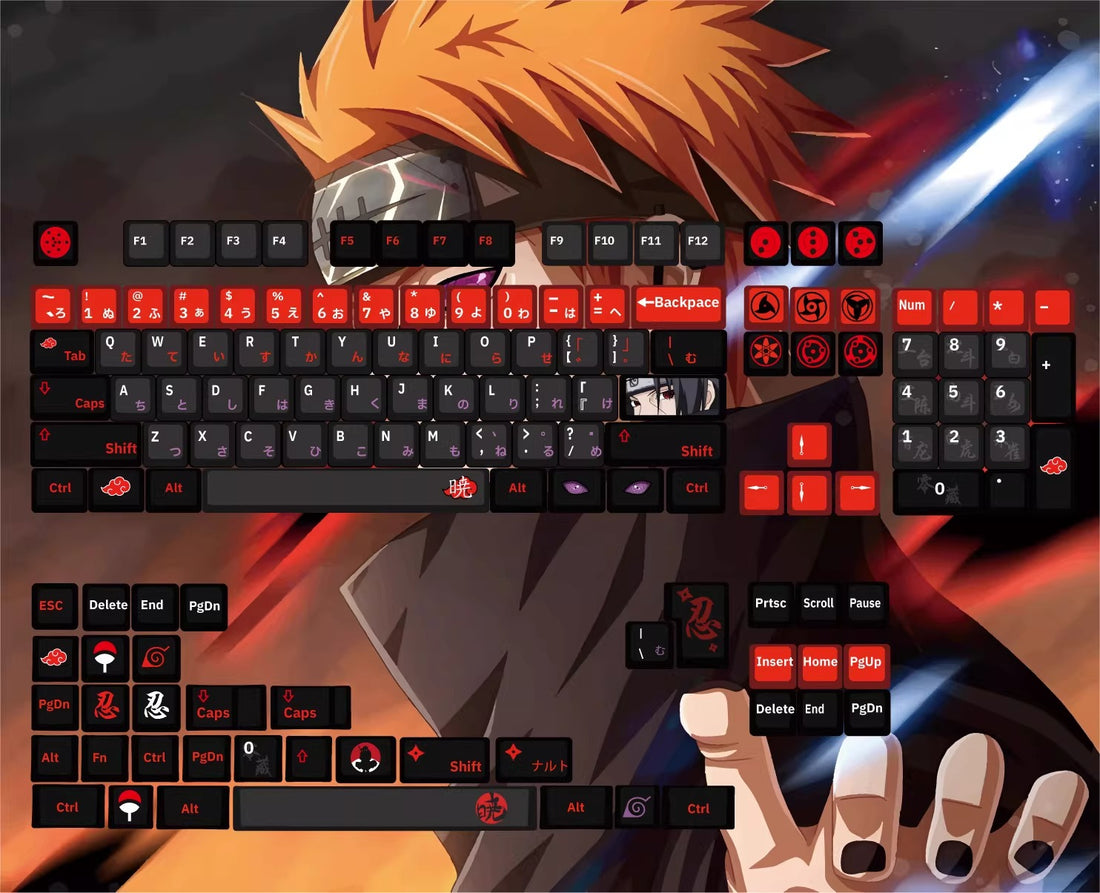 Naruto series, Akatsuki themed keycaps, Uchiha Itachi, Sharingan, PBT+PC material anime culture peripheral decoration keycap set