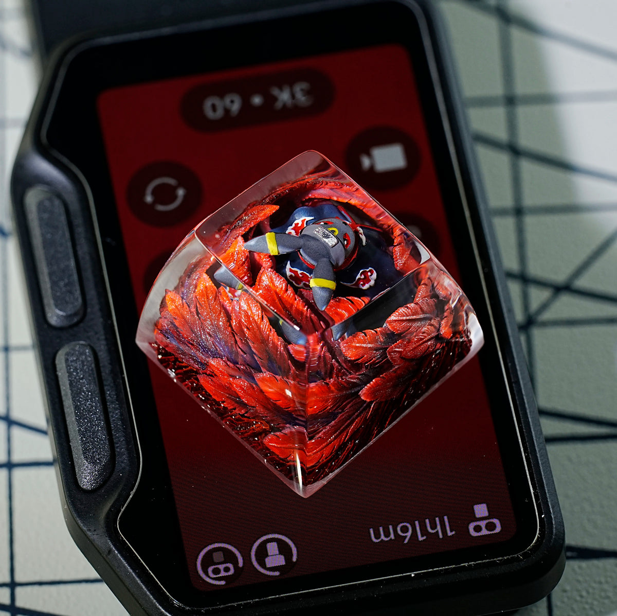 Umbreon Fusion NARUTO Fusion Akatsuki Crystal Resin Keycaps Original Design Personalized Keycaps, Anime Game Culture Creative Keycaps Mechanical Keyboard Cartoon Decorative Keycaps