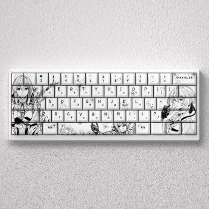 Violet Evergarden theme, original high PBT material compatible MX switch mechanical keyboard, anime and game theme set keycaps, mechanical keyboard replacement keycap set