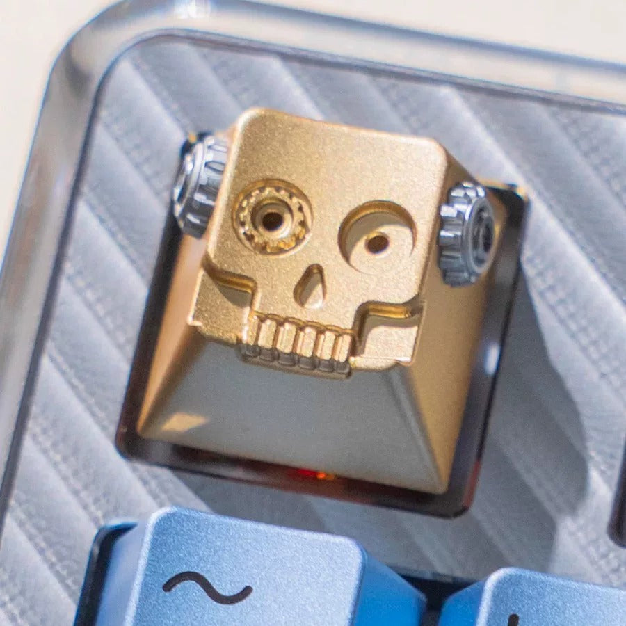 Metal skeleton, 3D gear skeleton, aluminum alloy CNC metal anode personalized keycap, mechanical keyboard decorative art keycap