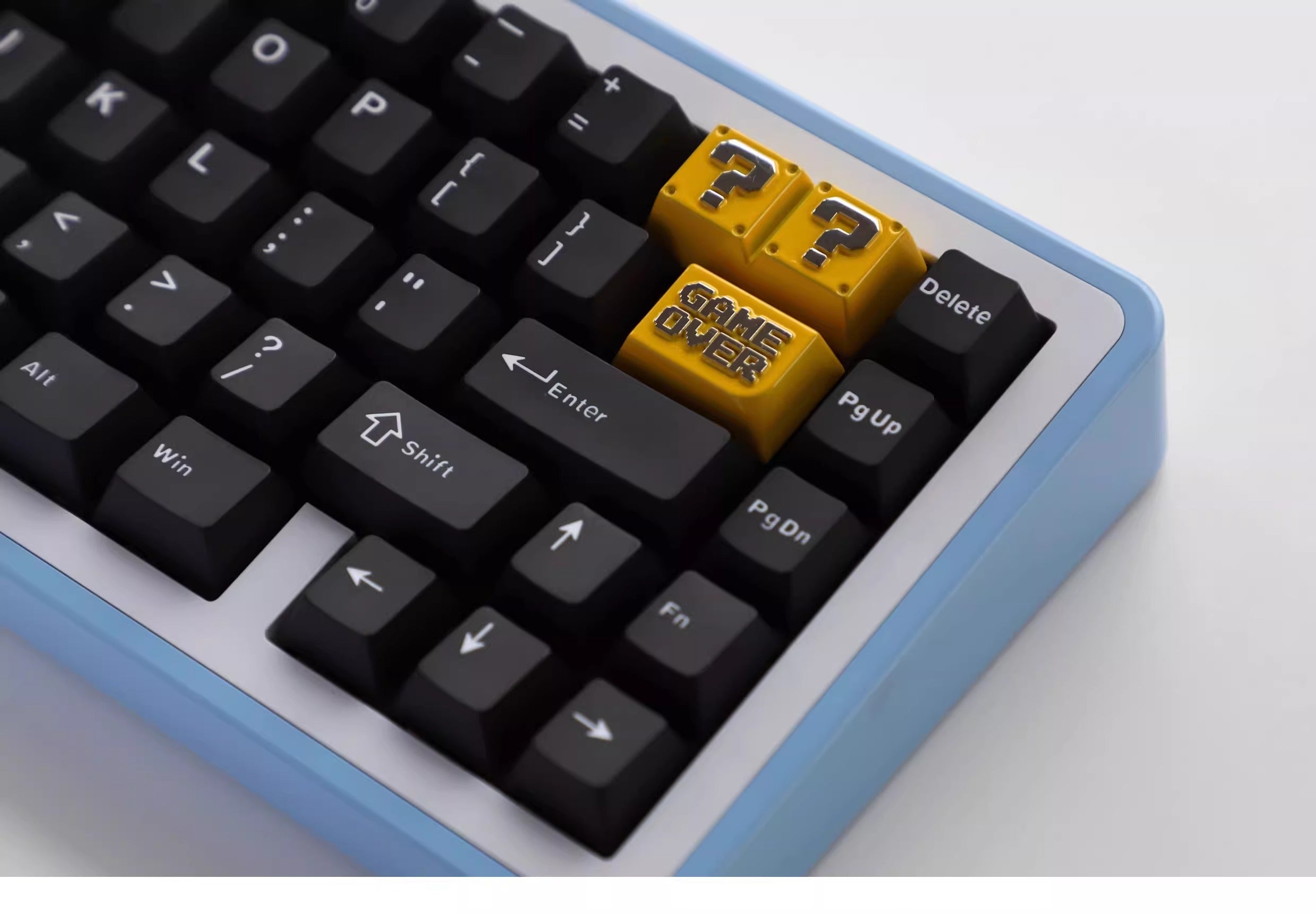 Backspace key, metal personalized keycap, Mario question mark tab key, metal personalized keycap, Game Over keycap, creative zinc alloy mechanical keycap, original factory high decorative keycap