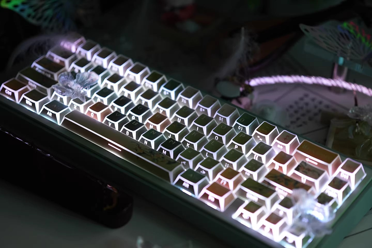 Oolong tea theme, afternoon tea, PBT material, sublimation， Personalized keycap set, original factory height mechanical keyboard decorative keycap set