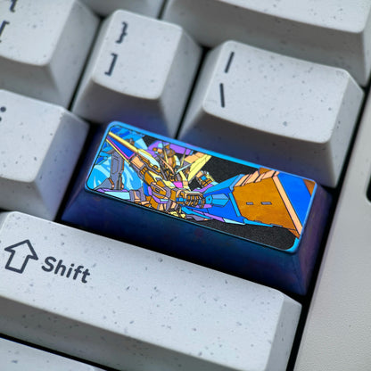 Gundam, 2.25U titanium alloy personalized keycaps, metal art keycaps, anime and game cultural innovation decorative keycaps