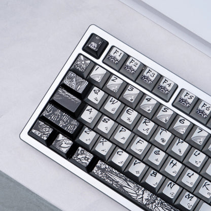 Fallen angel themed design, metallic matte texture PBT material personalized keycap set,  cultural creative decoration keycap set, compatible with 61/64/68/75/84/87/104 mechanical keyboard