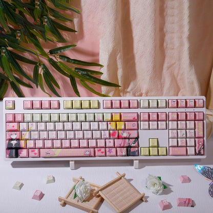 BOCCHI THE ROCK! ， Gotoh Hitori theme, PBT material personalized keycap set, anime keycap culture peripheral mechanical keyboard decoration keycaps， Compatible with 61/64/68/75/84/87/104 key mechanical keyboard keycap set