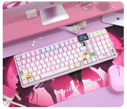 Sailor Moontheme, PBT material personalized keycap set, anime cultural creative decoration keycap set, compatible with 61/64/68/75/84/87/104 mechanical keyboard