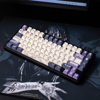 Jujutsu Kaisen, Gojo Satoru，PBT material, sublimation, Game anime Personalized keycap set, original factory height mechanical keyboard decorative keycap set，anime keycap set suitable for 61/64/68/75/84/87/104 Key Mechanical Keyboard