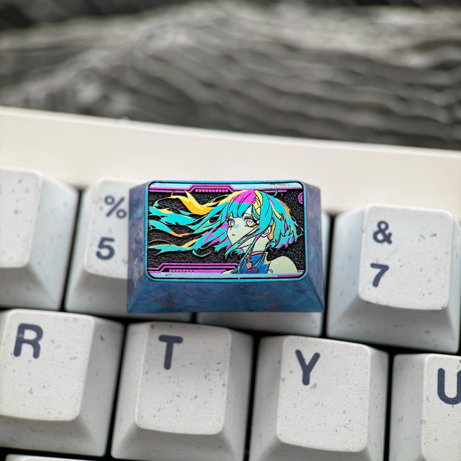 Cyberpunk, Lucy, 2.25U/2U/1.5U titanium alloy personalized keycaps, mechanical keyboard decorative metal keycaps