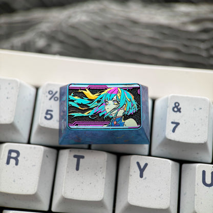 Cyberpunk, Lucy, 2.25U/2U/1.5U titanium alloy personalized keycaps, mechanical keyboard decorative metal keycaps
