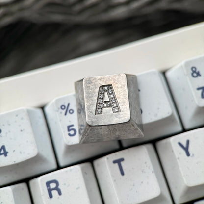 WASD combination set, titanium alloy inlaid gemstone CNC personalized keycaps, machined metal decorative keycaps, corrosion-resistant special metal keycaps, mechanical keyboard decorative keycaps