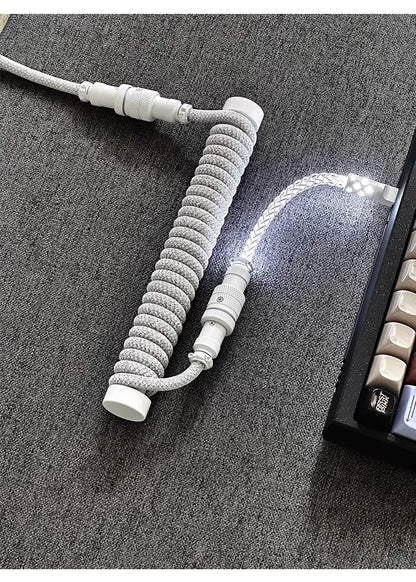 Flash drill three-stage aviation plug custom data cable mechanical keyboard luminous cable supports 8k