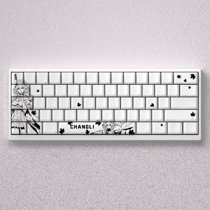 Wuthering Waves series, Changli theme, original high PBT material compatible MX switch mechanical keyboard, anime game theme set keycaps, mechanical keyboard replacement keycap set