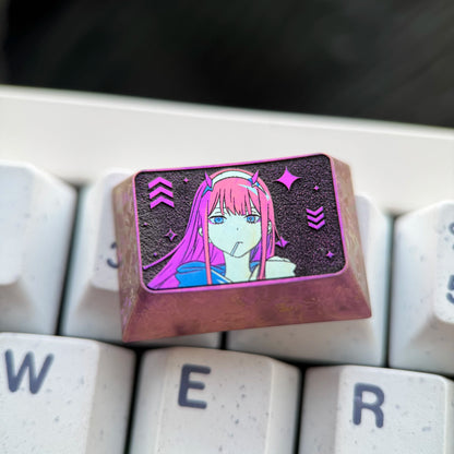 DARLING in the FRANXX  02， Titanium alloy personalized keycap set, anime and game culture creative metal carving decorative keycap set