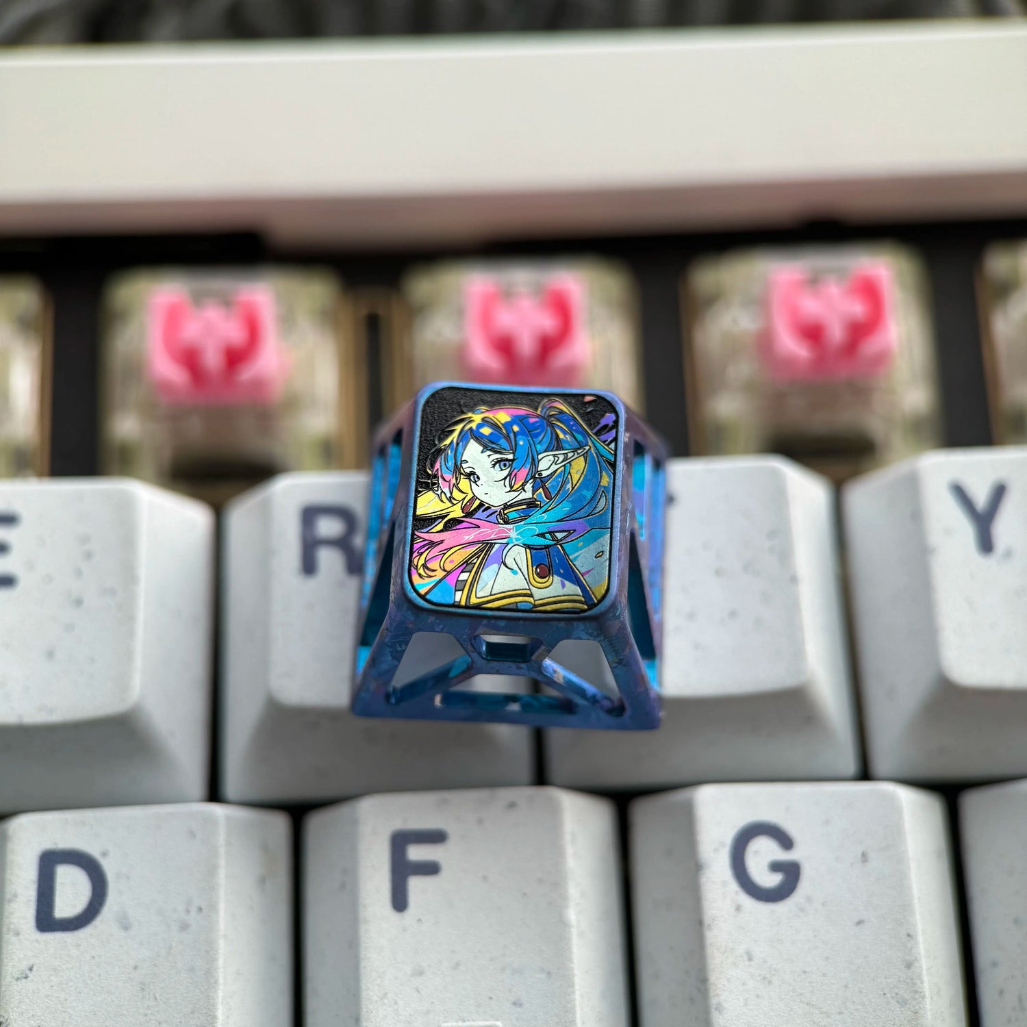 Titanium alloy 1U hollow titanium alloy personalized keycap collection, customizable, anime and game culture creative personalized keycaps. Mechanical keyboard decorative keycaps